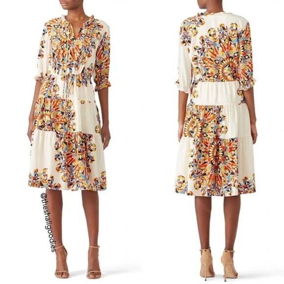 Tory Burch Dresses & Skirts - Tory Burch Arabella Printed Silk Ruffle Dress